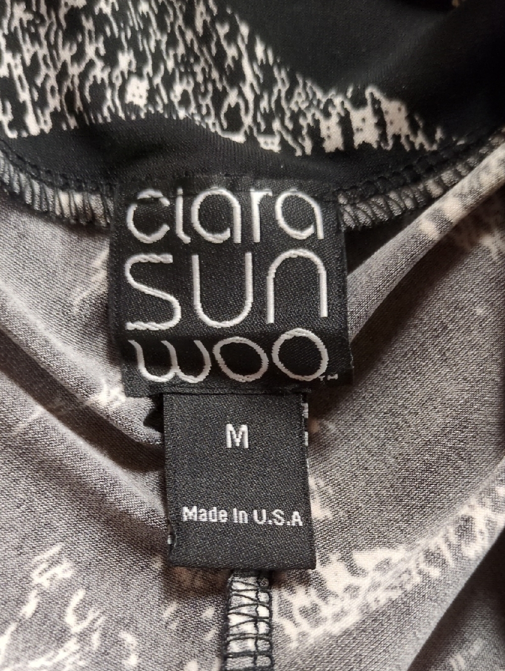 Clara Sun Woo Black Palm Print Wide Leg Crop Pants Size Medium - Picture 2 of 5
